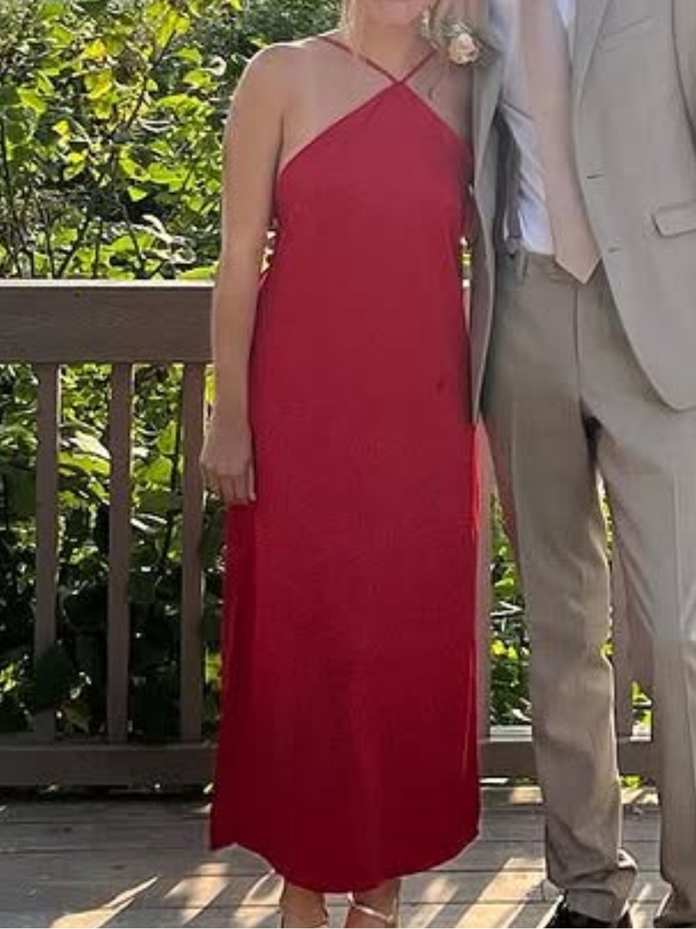 Red Halter-Strap Maxi Dress - Unbranded